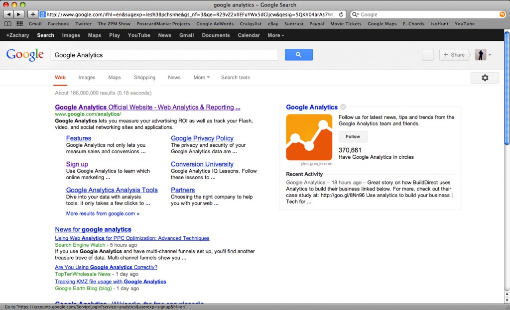 google analytics step one