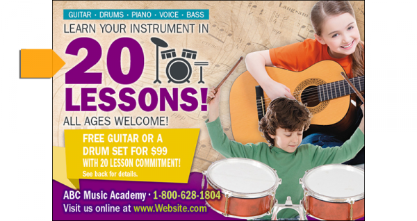 number on postcard example