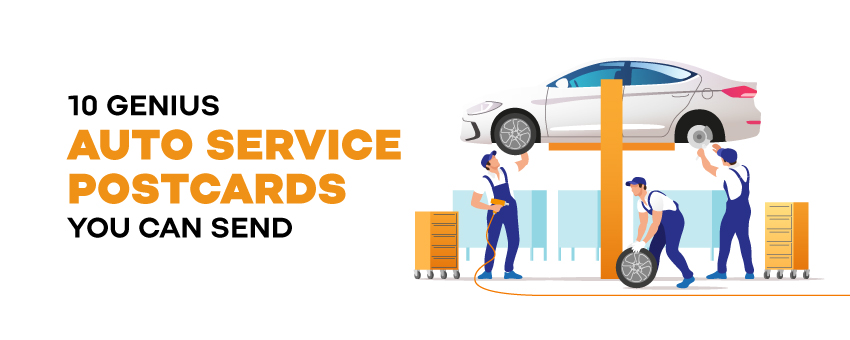 auto sales service postcards