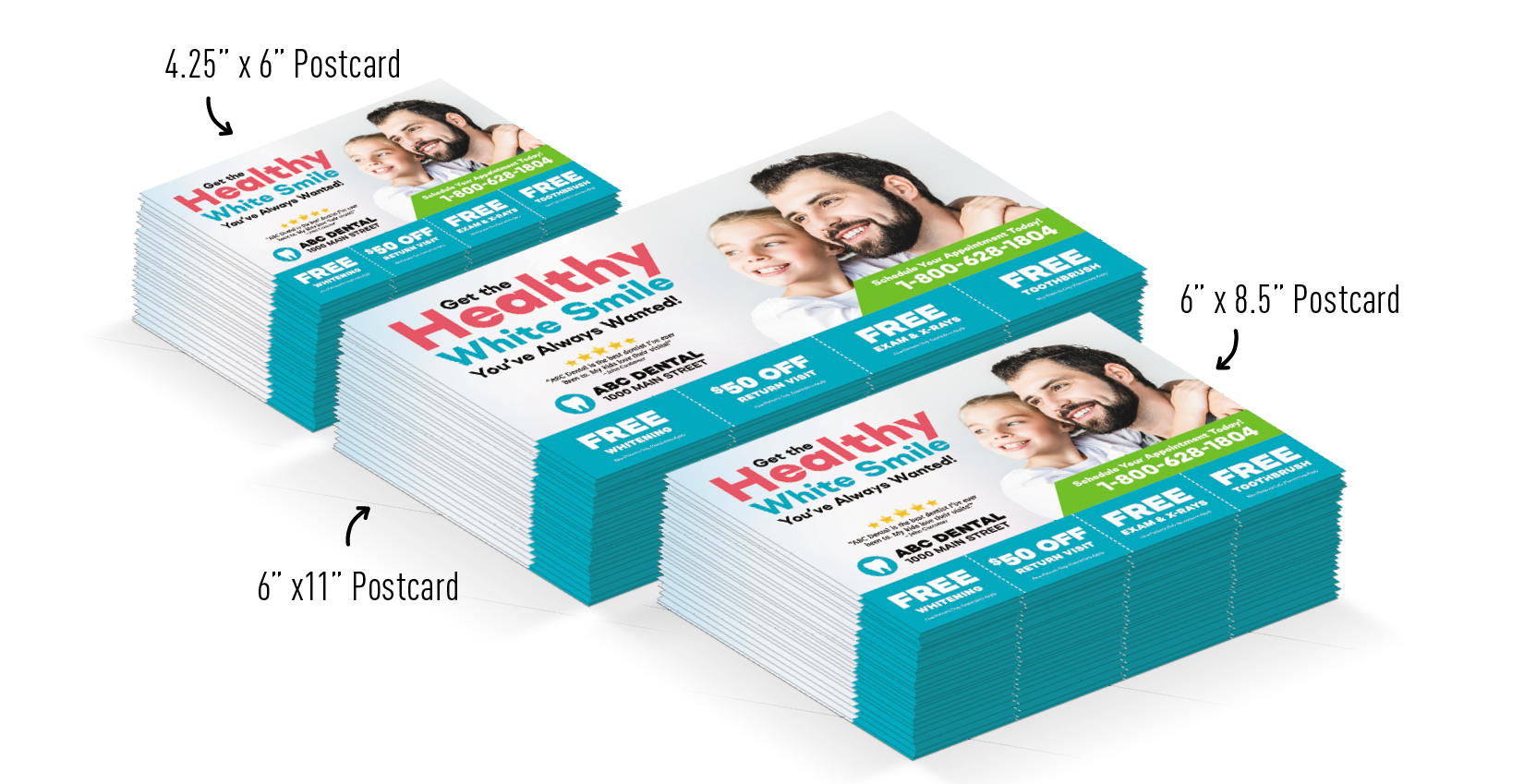 dental postcard sizes