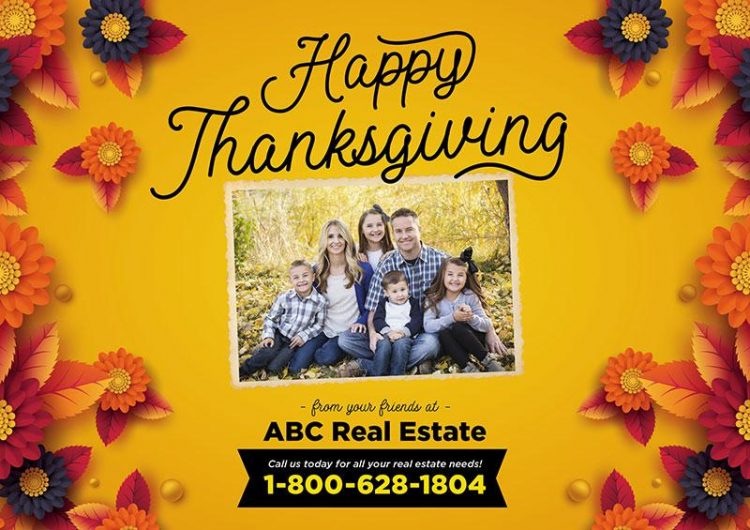 Thanksgiving real estate postcard design 