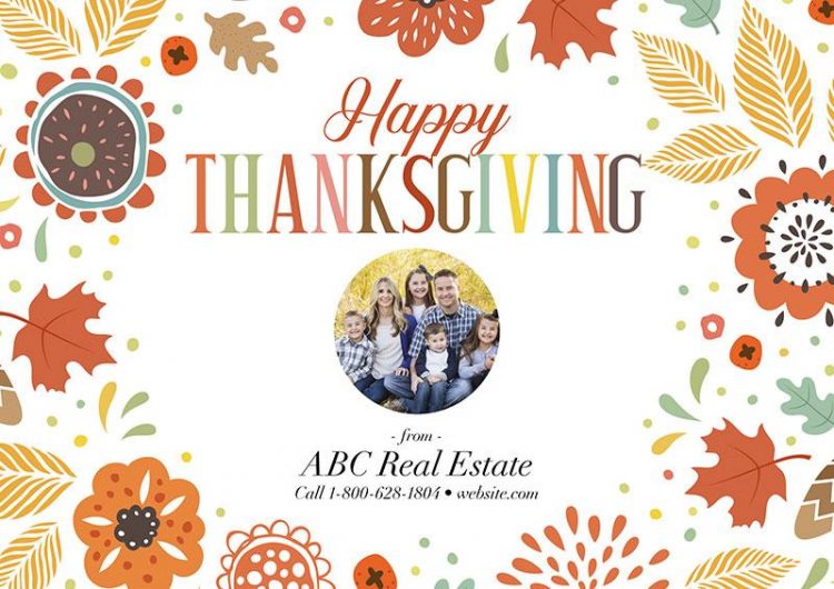 Thanksgiving real estate postcard design