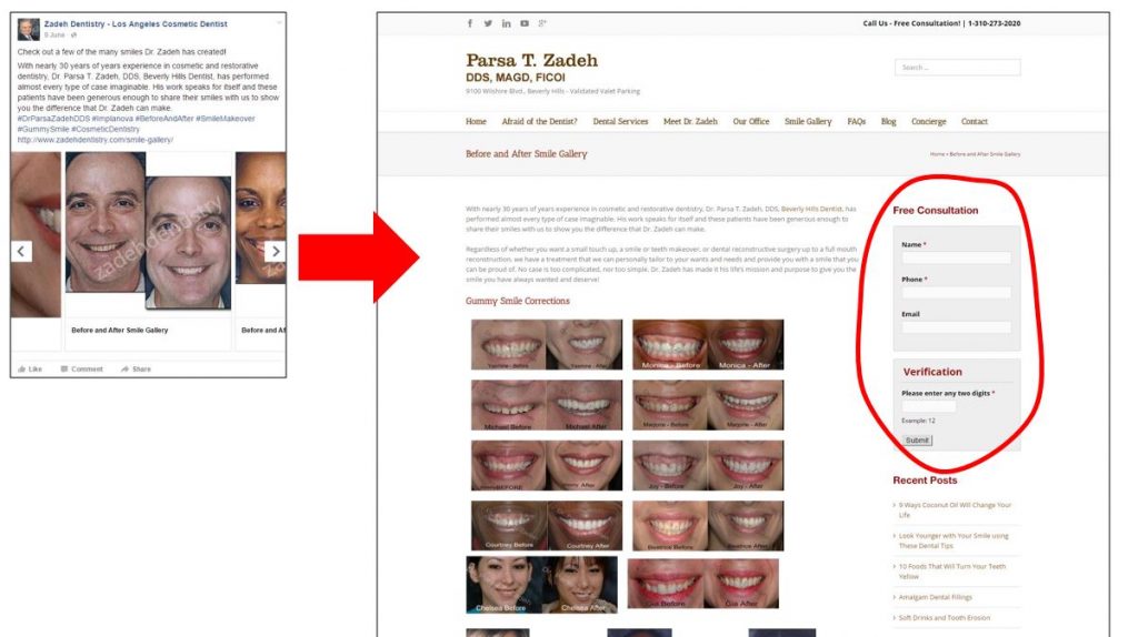 facebook ad and its corresponding landing page