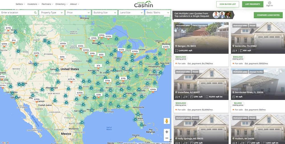 map of real estate investor deals