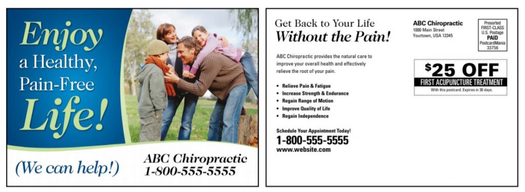 effective chiropractor postcard design