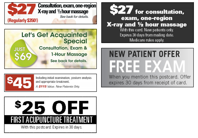 assortment of effective chiropractic marketing offers