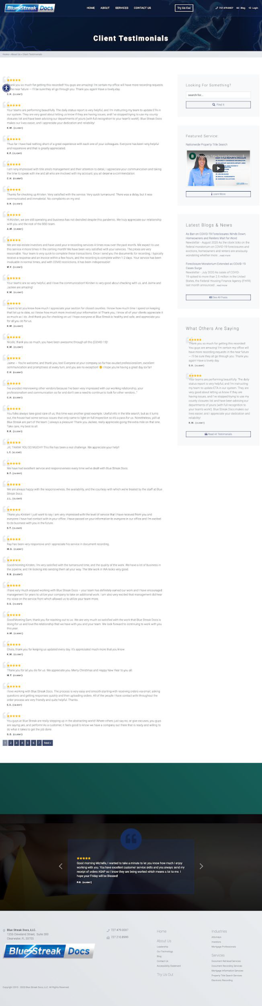 client testimonial section on website