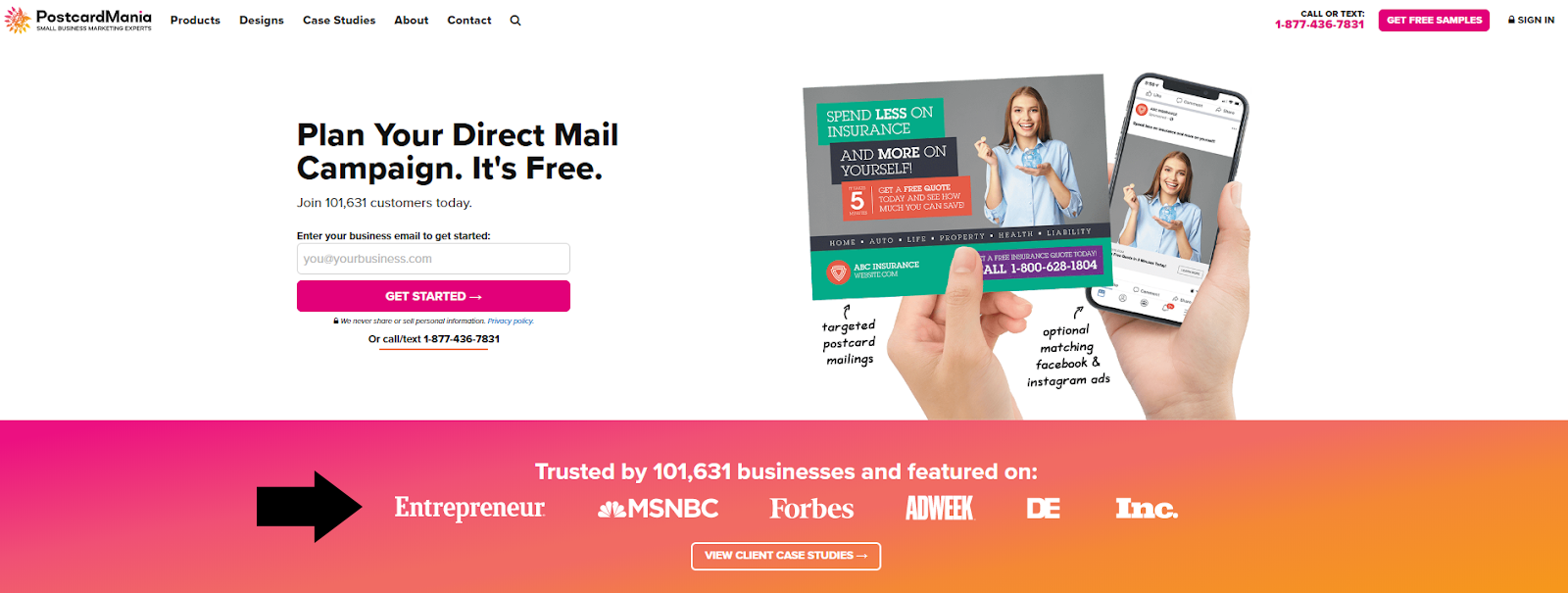 awards section on postcardmania website