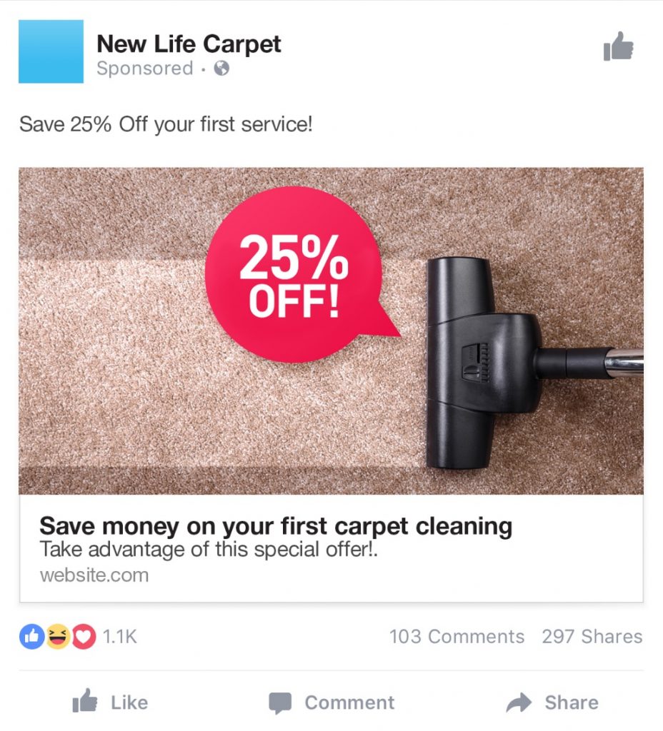 effective carpet cleaning facebook ad
