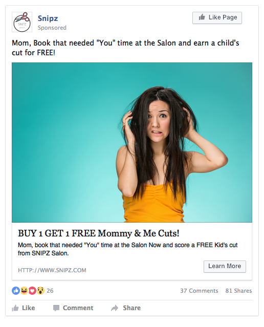 salon facebook ad example