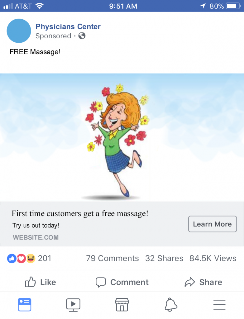 physical therapy facebook ad example