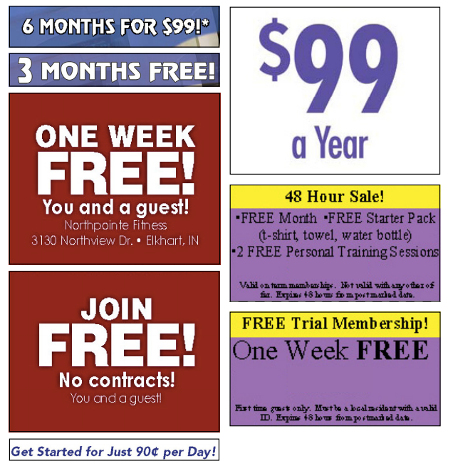 assortment of effective fitness marketing offers