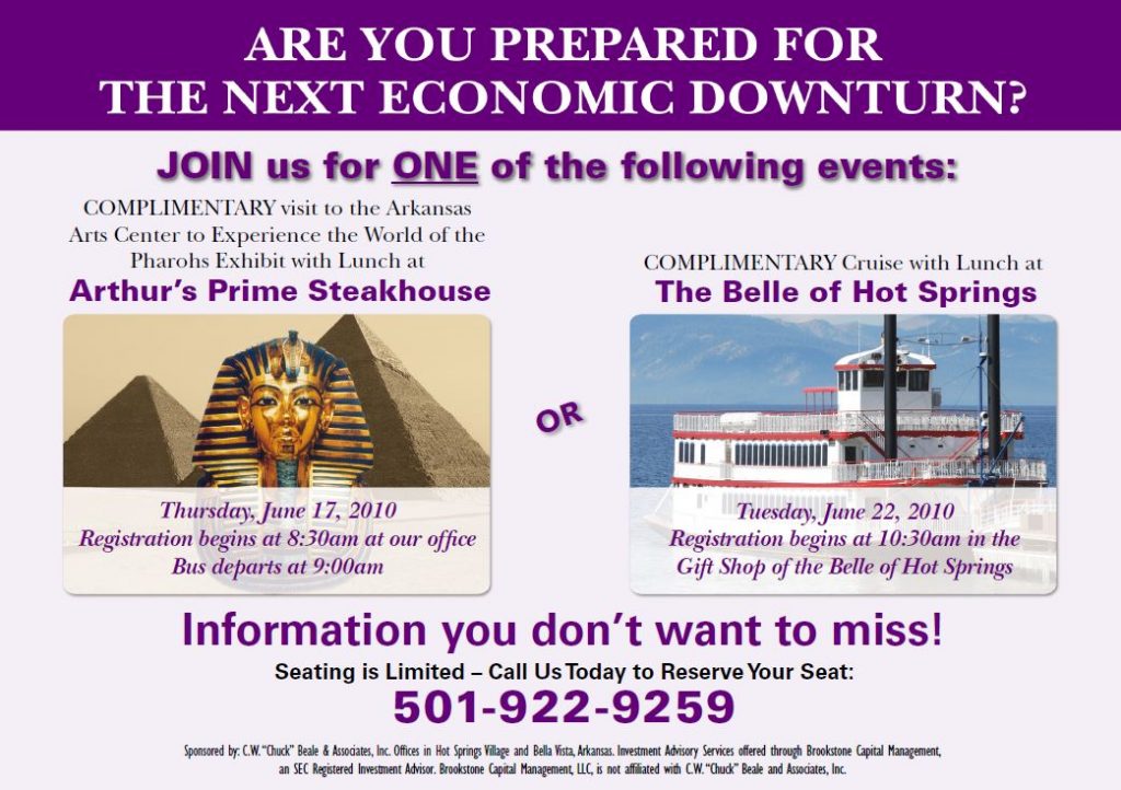 flyer for financial service events