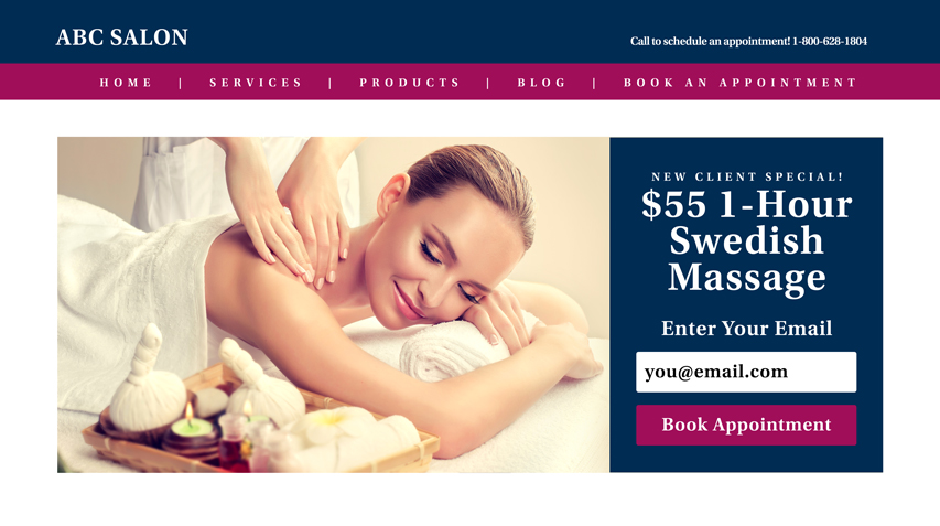 email only form on salon website