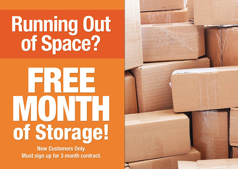 free month storage postcard