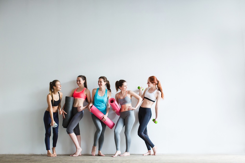 group of girls with yoga gear
