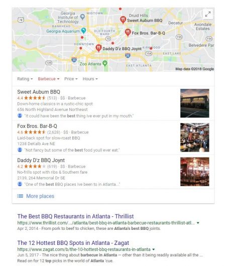 google results for best bbq in atlanta