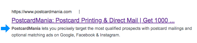 google meta description for postcardmania