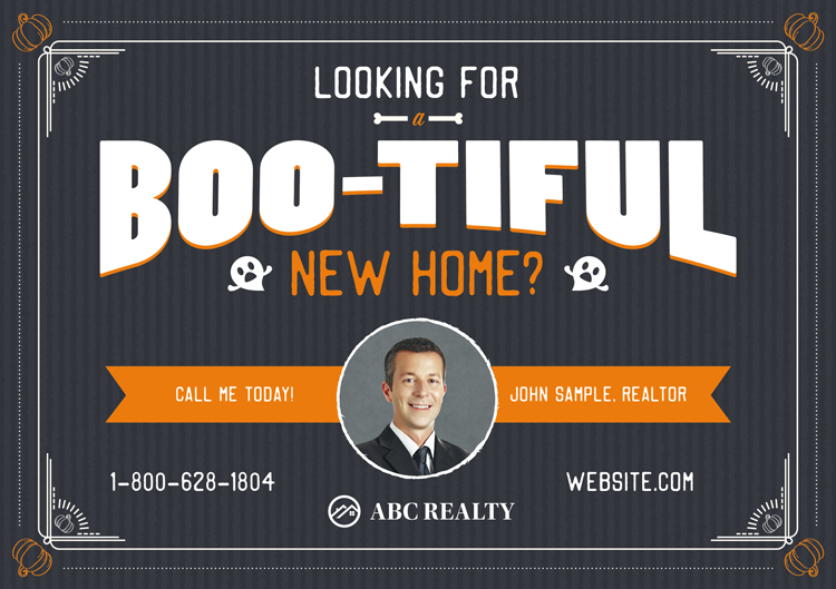 halloween real estate postcard