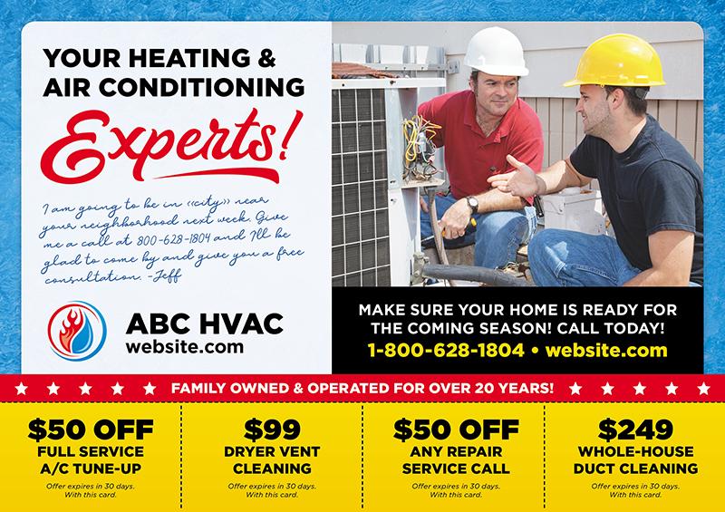 hvac marketing postcards