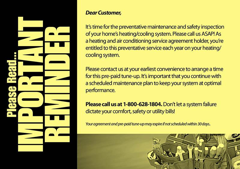 hvac marketing postcards