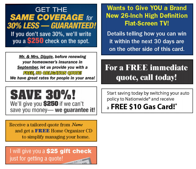 assortment of effective insurance marketing offers