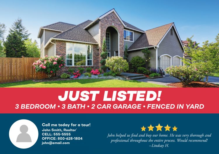 just listed postcard for realtor marketing