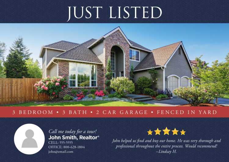 just listed postcard for realtor marketing