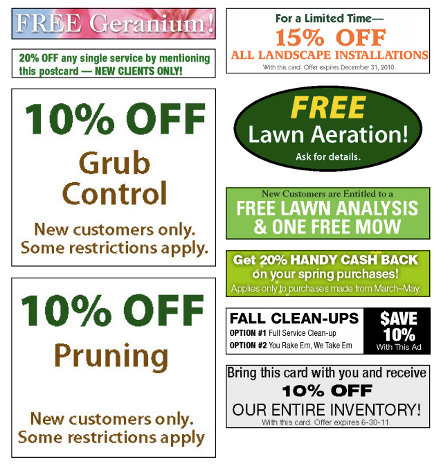 assortment of effective landscaping marketing offers