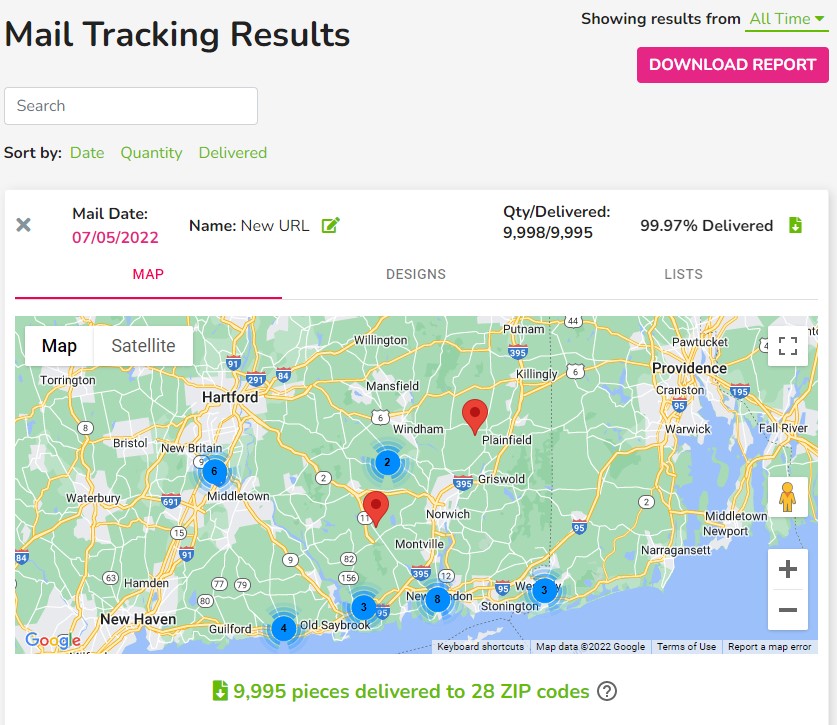 mail tracking results postcardmania