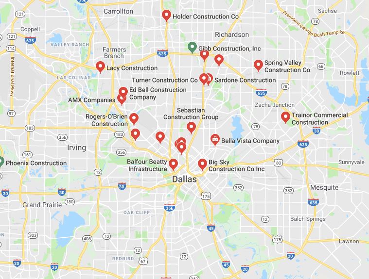 google maps results for dallas construction companies