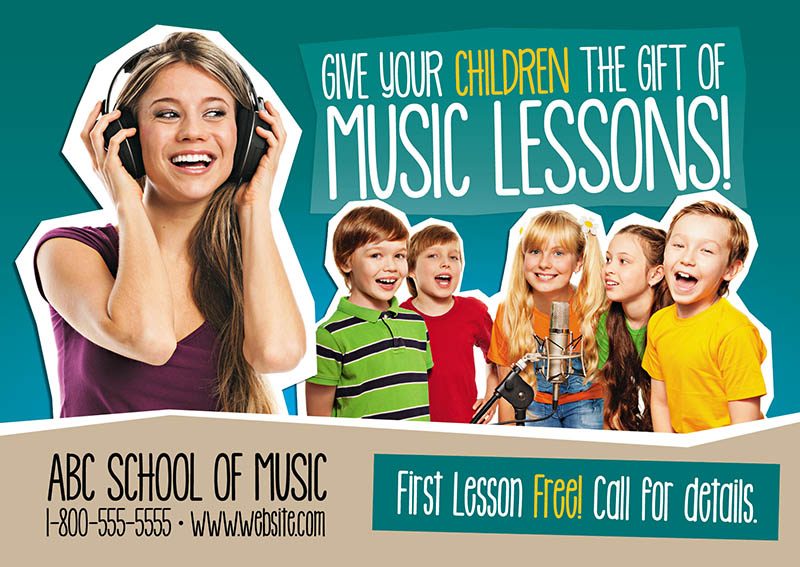 music lessons postcard template