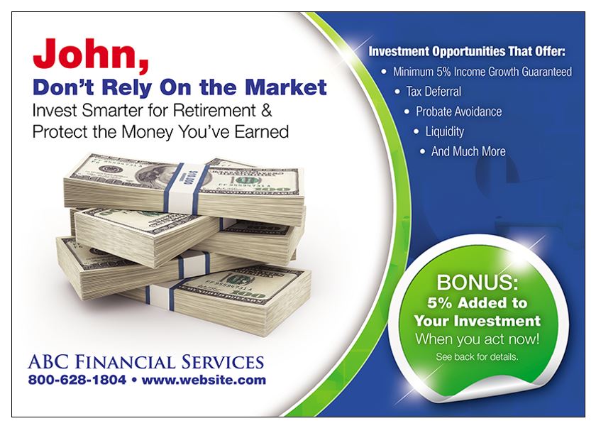 example new mover postcard for financial services