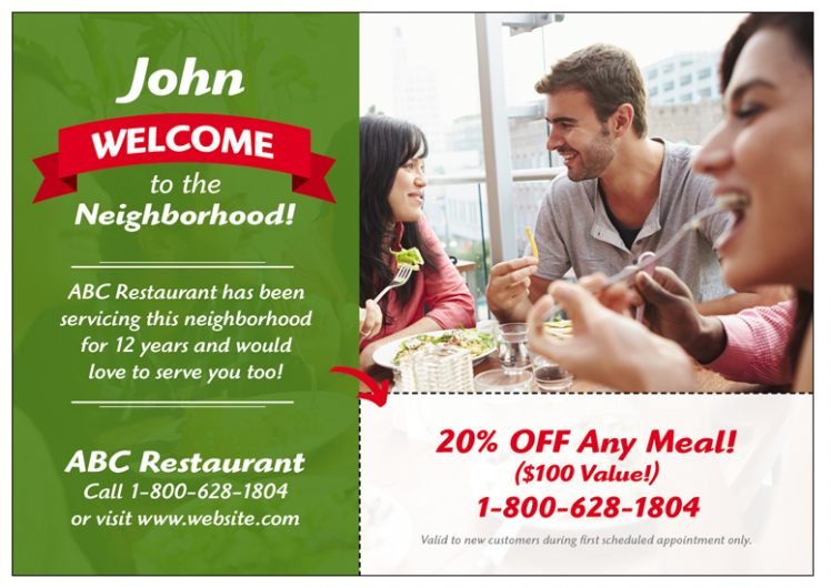 effective new mover postcard design for restaurant