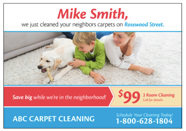 new mover postcard for carpet cleaners