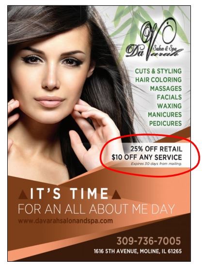 salon postcard marketing offer