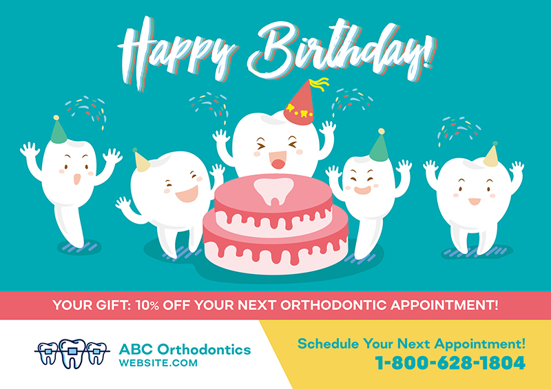 orthodontist birthday postcard