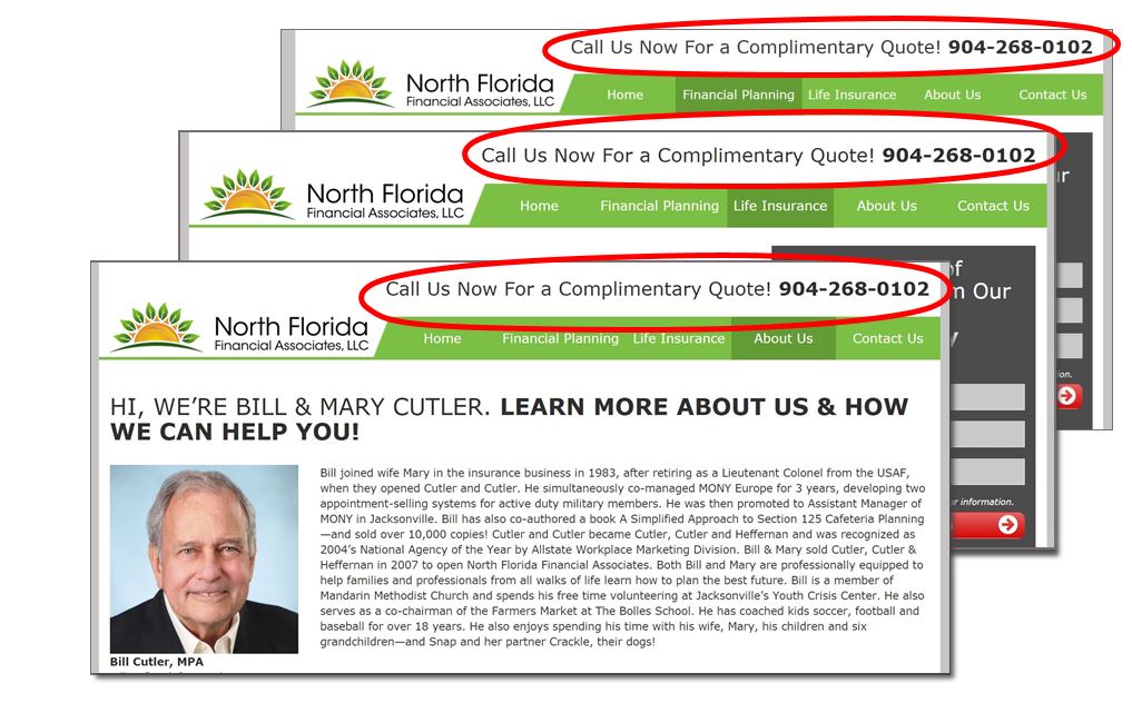 phone number on every page of financial website