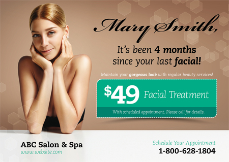personalized spa marketing postcard example