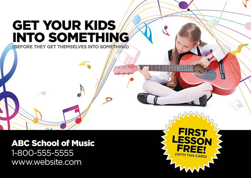 postcard for music lessons idea