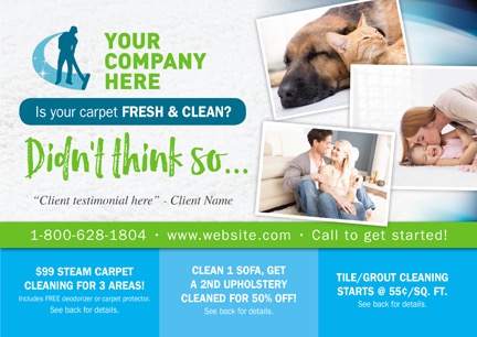 example carpet cleaning postcard front