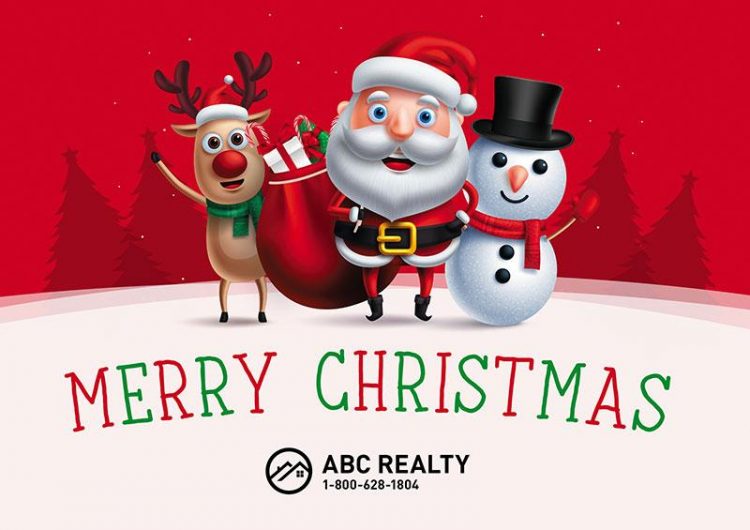 real estate Christmas postcard