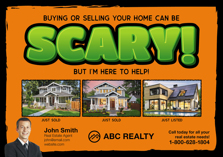 real estate halloween postcard