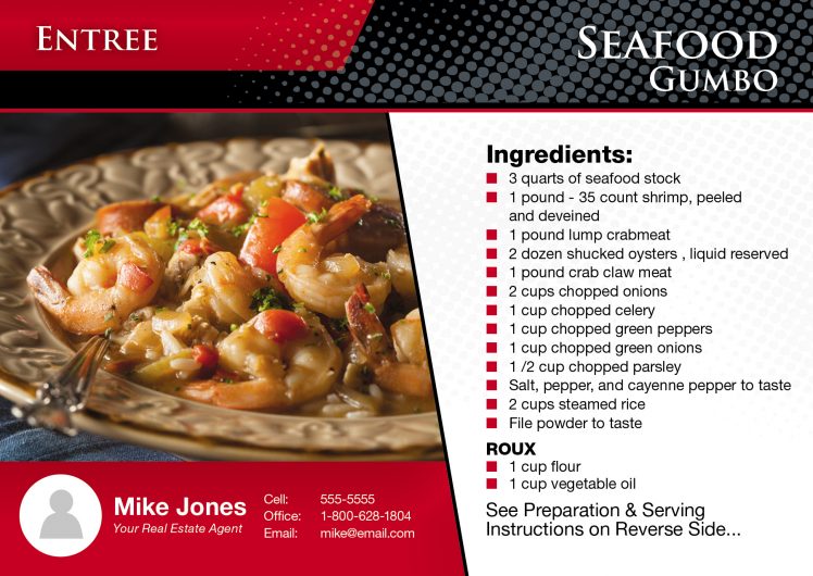 real estate marketing recipe cards