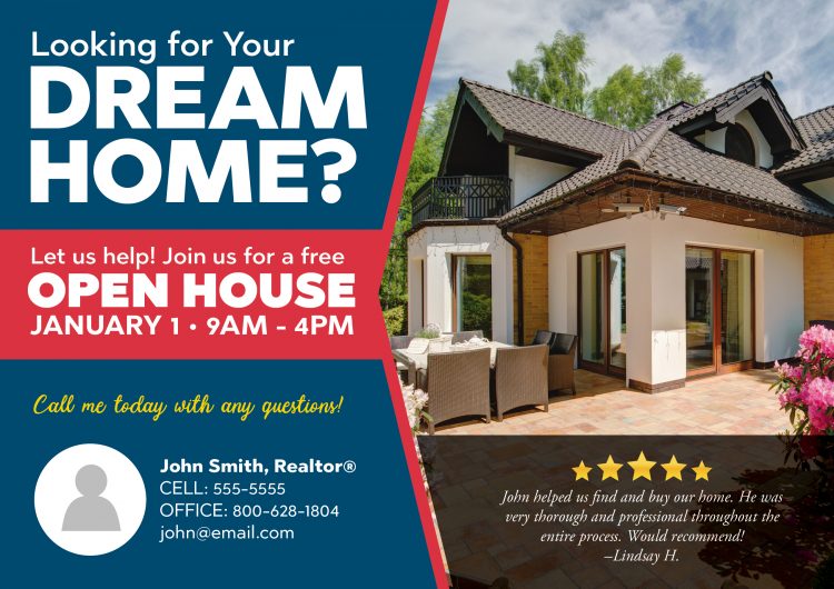 real estate open house invitation postcards