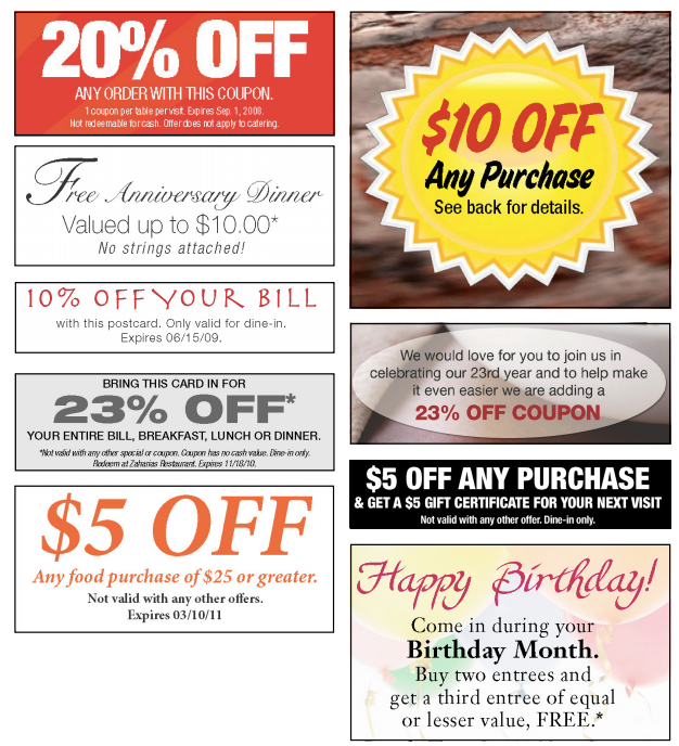 assortment of effective restaurant marketing offers