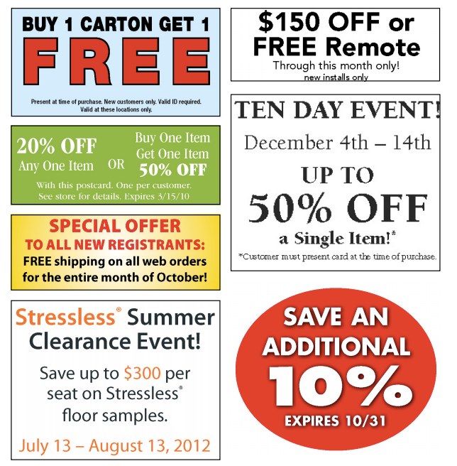 assortment of effective retail marketing offers