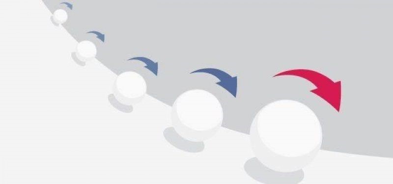 snowball rolling downhill getting bigger