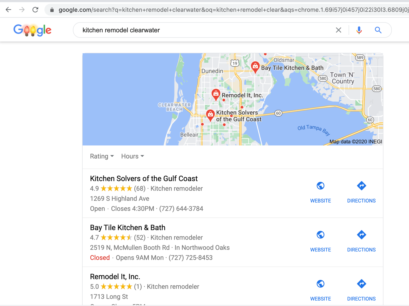 google search for kitchen remodel clearwater