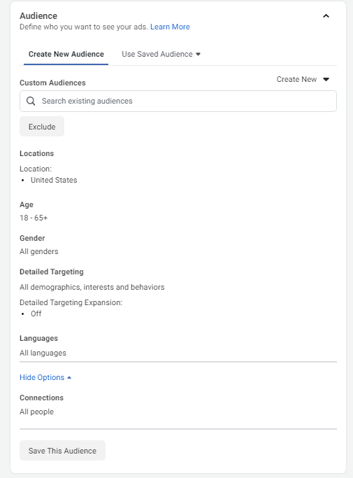 select facebook audience